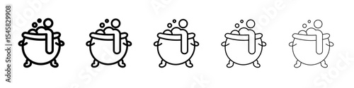 caudron icon thin outline logo mark set