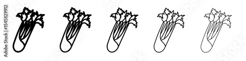 Celery icon thin outline logo mark set