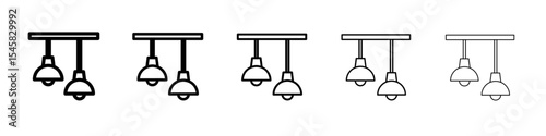 Chandelier icon thin outline logo mark set