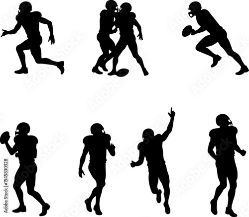 American Football Gear and Players Set vector bundle