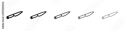 cooking chef knife icon thin outline logo mark set
