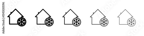 Cool home icon thin outline logo mark set