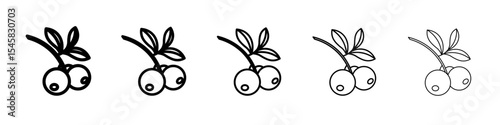 Cranberry icon thin outline logo mark set
