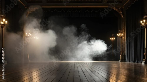 Dramatic Theater Stage with Smoke and Spotlights