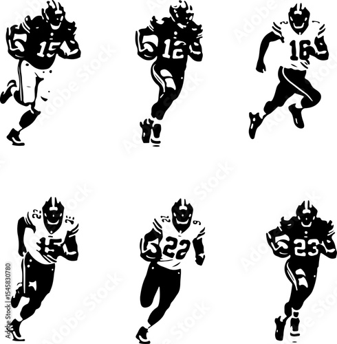 American Football Gear and Players Set vector bundle