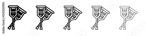 crutches icon thin outline logo mark set