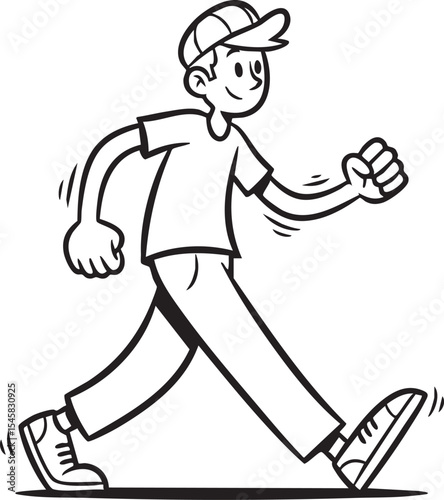 Young man wearing a cap happily walking