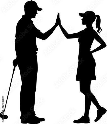 Golfer Silhouette on Course - Leisure Sport Vector