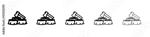 Deforestation icon thin outline logo mark set