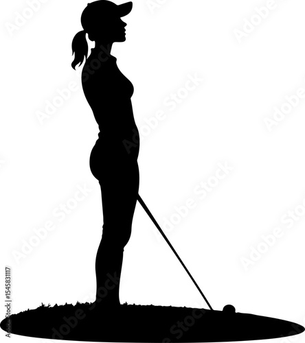 Golfer Silhouette on Course - Leisure Sport Vector