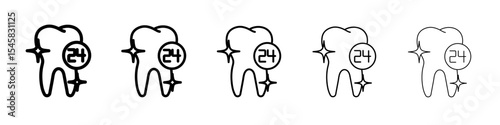 Dental Protection for 24 Hours icon thin outline logo mark set
