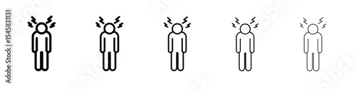 Depression icon thin outline logo mark set