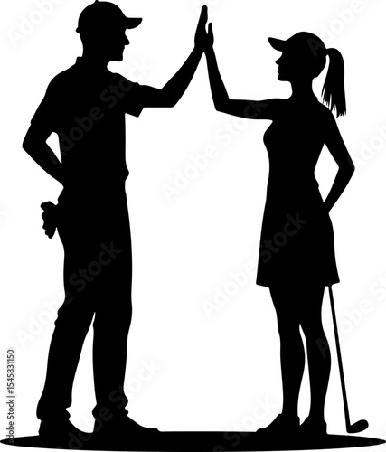 Golfer Silhouette on Course - Leisure Sport Vector