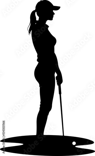 Golfer Silhouette on Course - Leisure Sport Vector