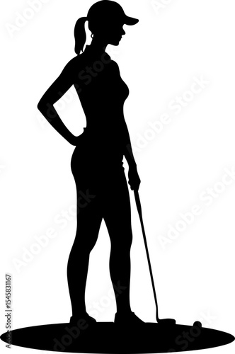 Golfer Silhouette on Course - Leisure Sport Vector