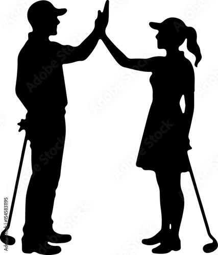 Golf Player Swing Silhouette Logo vector