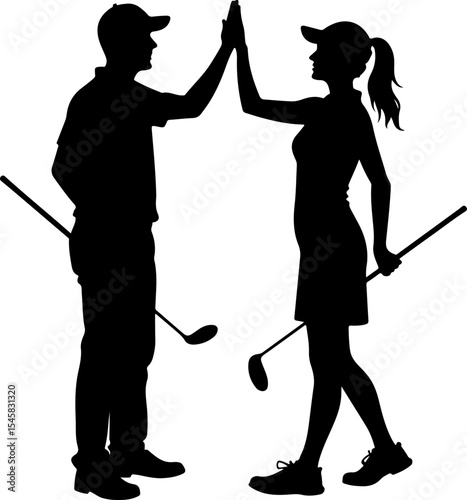 Golf Player Swing Silhouette Logo vector
