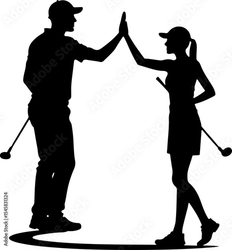 Golf Player Swing Silhouette Logo vector