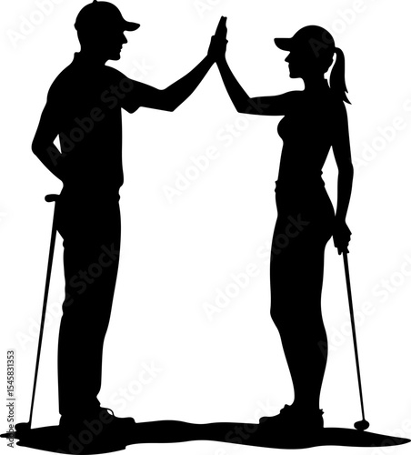 Golf Player Swing Silhouette Logo vector