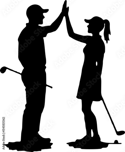 Golf Player Swing Silhouette Logo vector