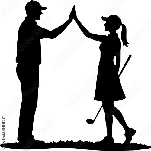Golf Player Swing Silhouette Logo vector