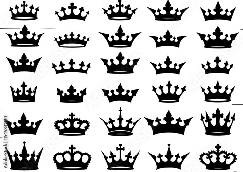 Collection of Crown Silhouettes vector bundle
