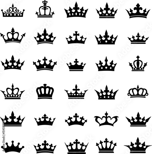 Collection of Crown Silhouettes vector bundle