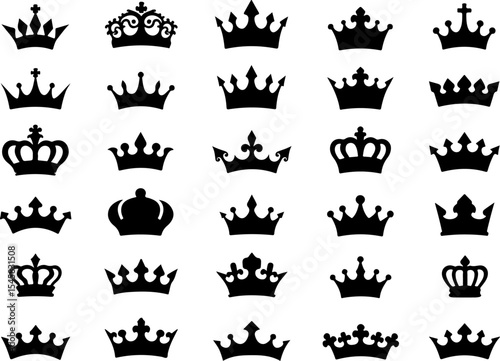 Collection of Crown Silhouettes vector bundle