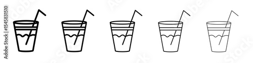 drink icon thin outline logo mark set