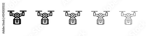 drone delivery icon thin outline logo mark set