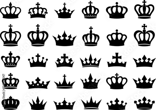 Collection of Crown Silhouettes vector bundle