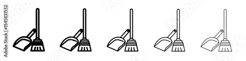Dustpan icon thin outline logo mark set