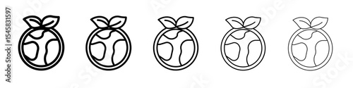 earth environment icon thin outline logo mark set