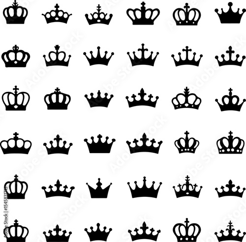 Collection of Crown Silhouettes vector bundle