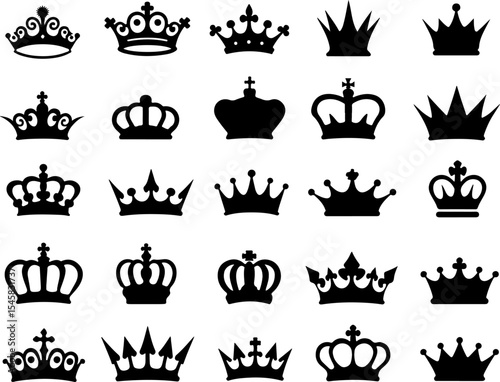Collection of Crown Silhouettes vector bundle