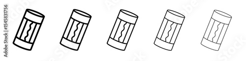 Electric fuse icon thin outline logo mark set