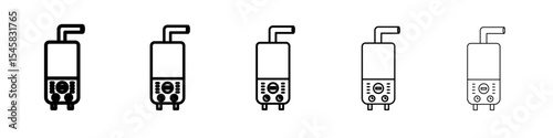 Electric heating boiler icon thin outline logo mark set