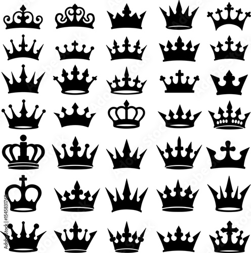 Collection of Crown Silhouettes vector bundle