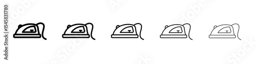 Electric Iron icon thin outline logo mark set