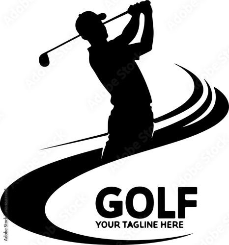 Golf Player Swing Silhouette Logo vector
