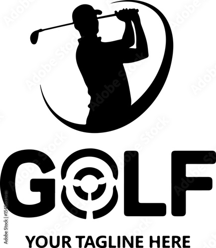 Golf Player Swing Silhouette Logo vector