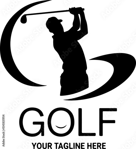 Golf Player Swing Silhouette Logo vector