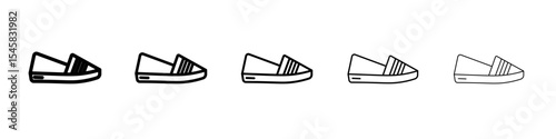 Espadrille icon thin outline logo mark set