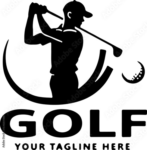 Golf Player Swing Silhouette Logo vector