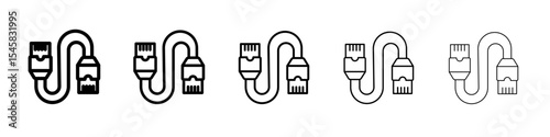 ethernet cable plug icon thin outline logo mark set