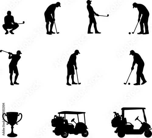 Golf Player Swing Silhouette Logo vector