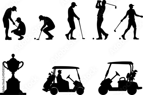 Golf Player Swing Silhouette Logo vector