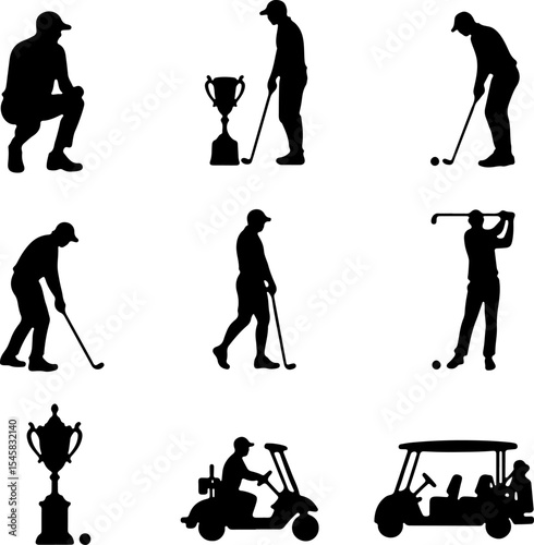 Golf Player Swing Silhouette Logo vector