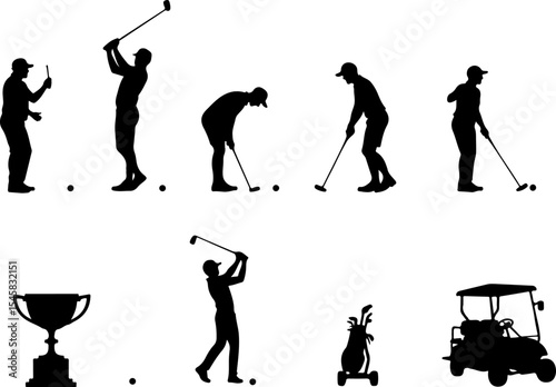 Golf Player Swing Silhouette Logo vector