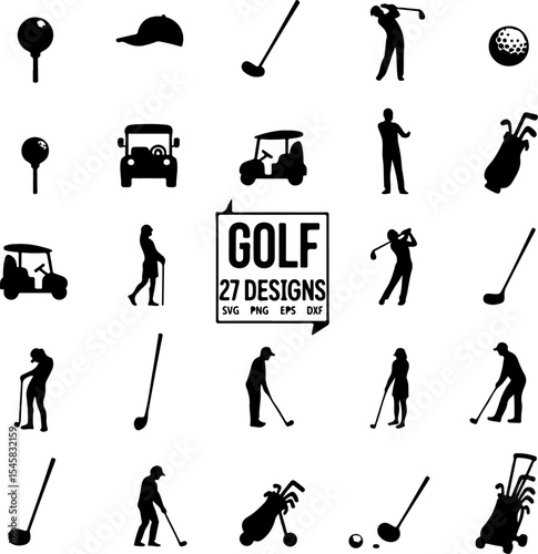 Golf Player Swing Silhouette Logo vector